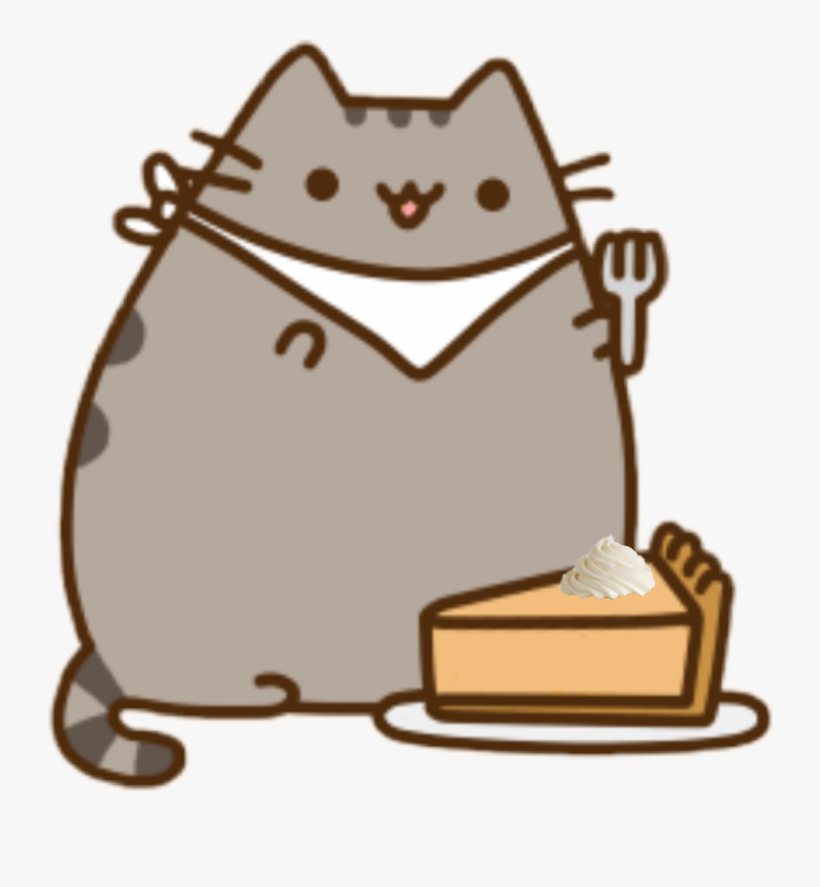 #scpumpkinpie #pumpkin #pie #pusheen #cake #cute #tumblr - Cat Eating Cake Cartoon, Transparent Clipart