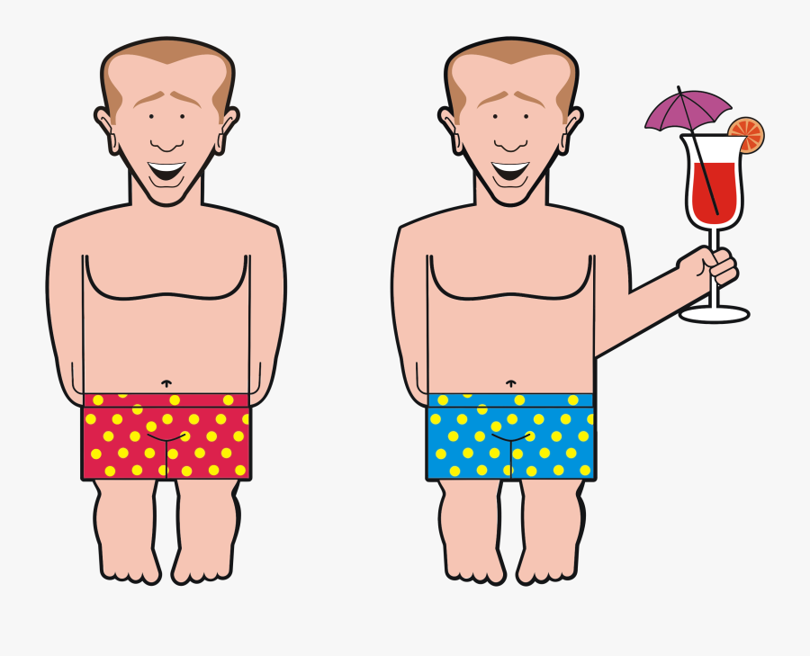 Twins In Bathing Shorts Clip Arts - Shirtless Man Clip Art, Transparent Clipart