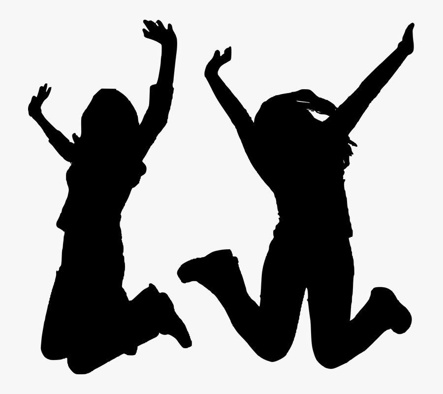 Art,cheering,black And White,dance,graphics - Girl Jumping Silhouette Png, Transparent Clipart
