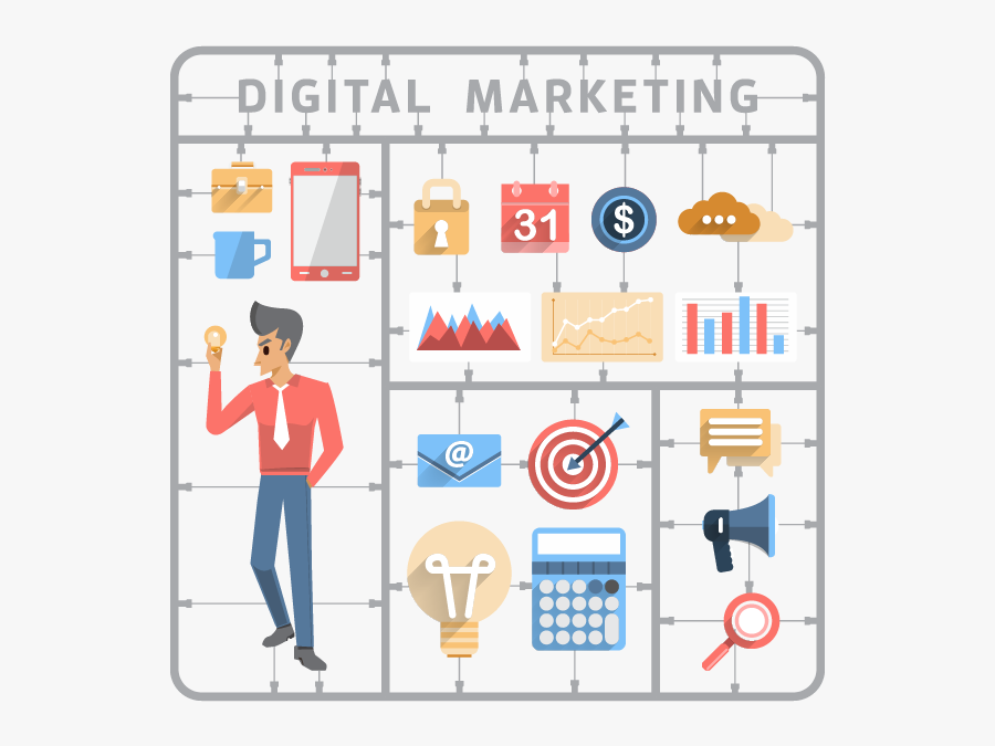 Digital Marketing Pieces, Transparent Clipart