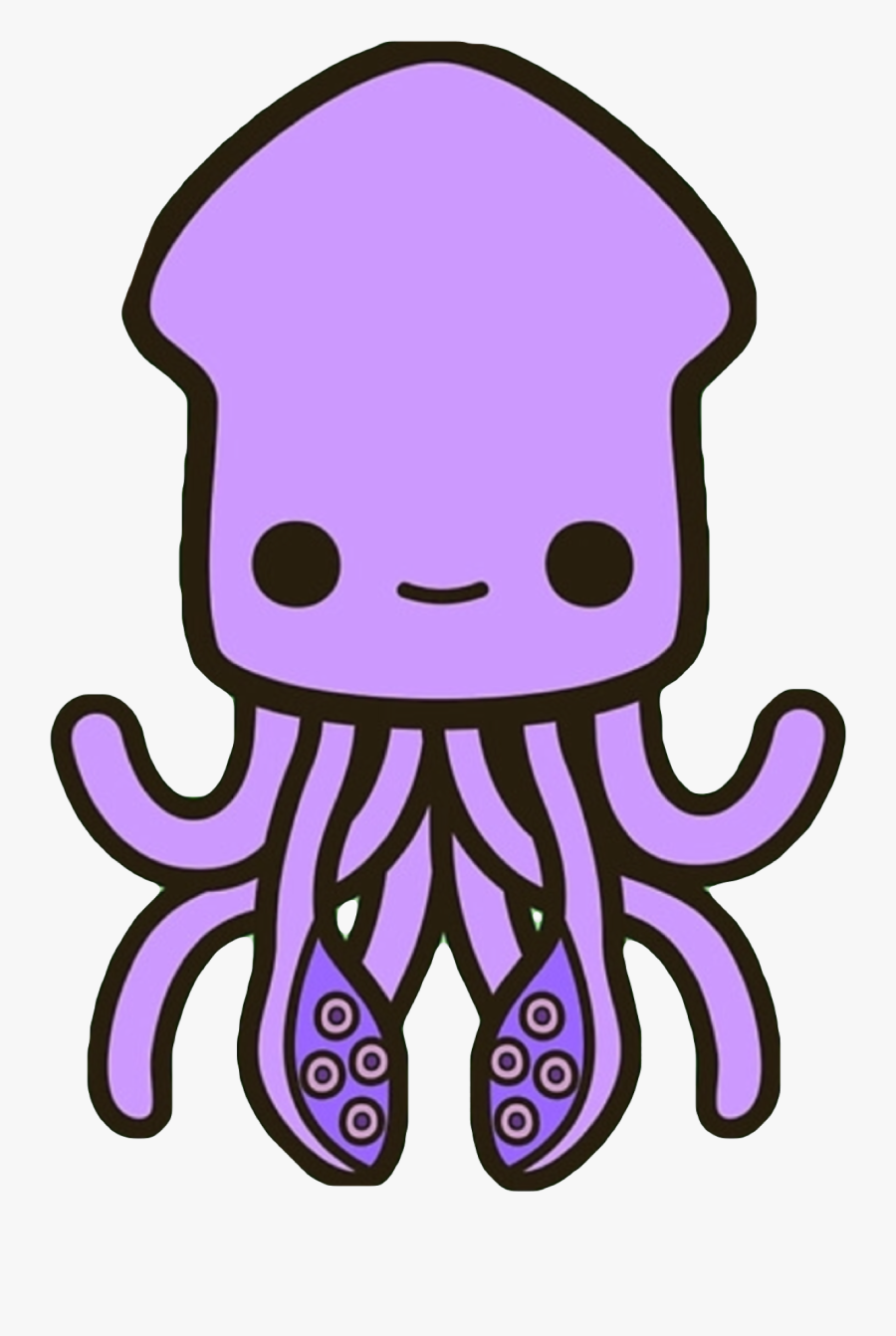 Kawaii Cute Squid Purple - Redbubble Stickers Purple Aesthetic, Transparent Clipart