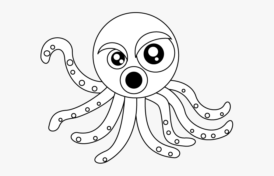 Octopus Line Art Cartoon - Cartoon, Transparent Clipart