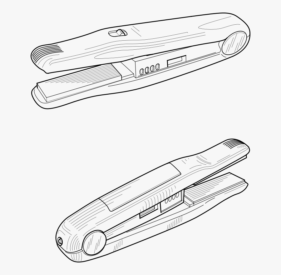 Line Art,angle,door Handle - Drawing Of Flat Iron, Transparent Clipart