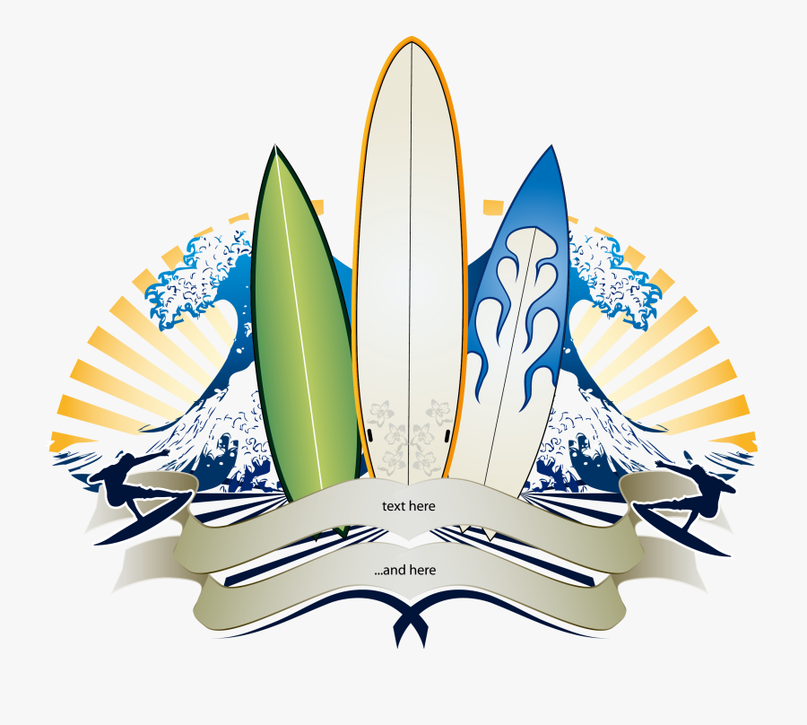 Big Wave Surfing Banner Surfboard - Surfboard Vector Png, Transparent Clipart