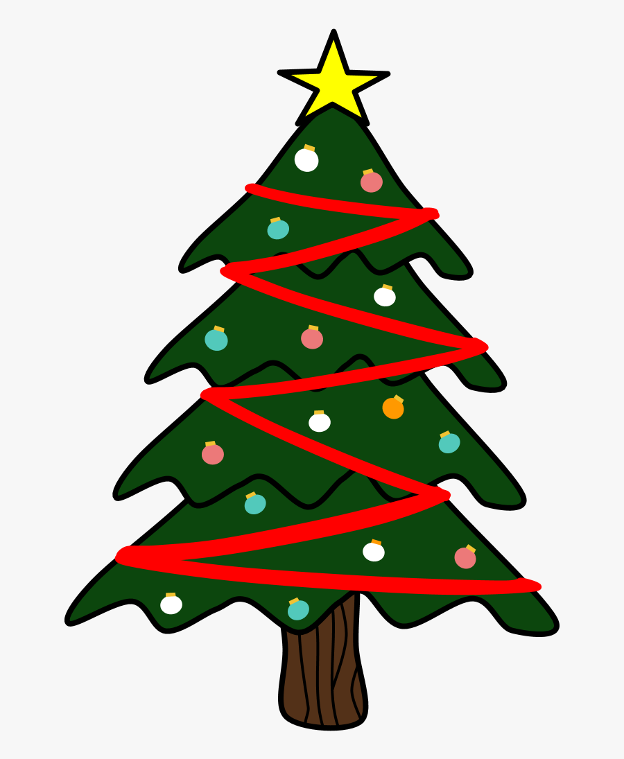 Christmas Tree, Red Garland - Christmas Tree, Transparent Clipart