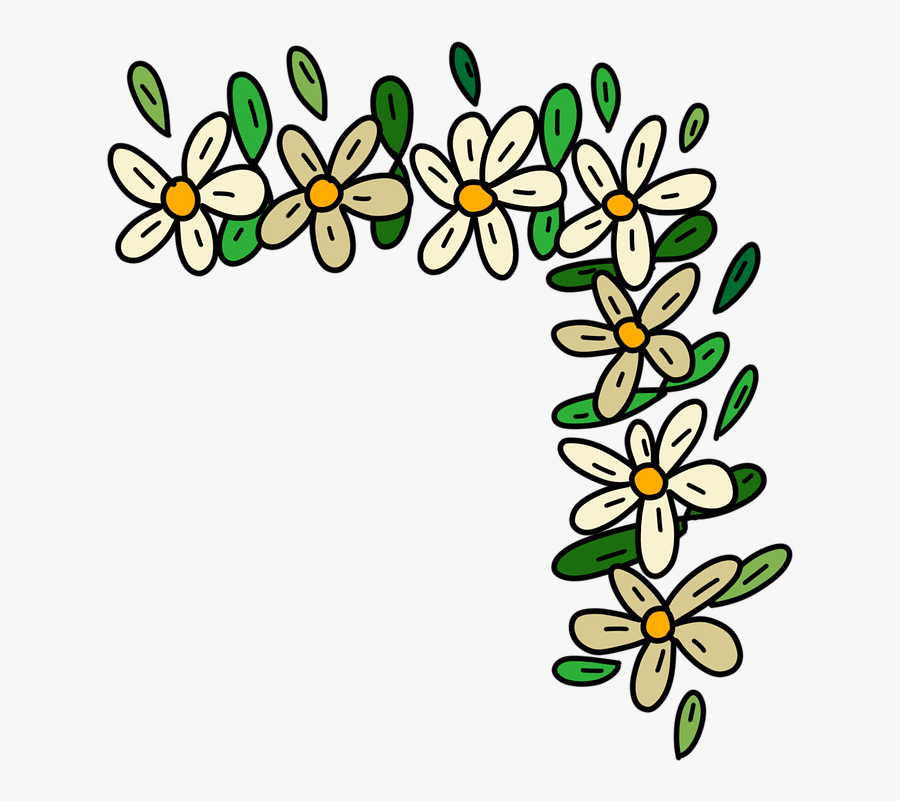 Corner Flowers, Daisies, Garland, Corner, Decorative - Blomsterranke Png, Transparent Clipart