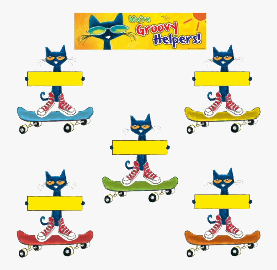 Pete The Cat Tcr Groovy Classroom Jobs Mini Bulletin - Pete The Cat With A Sign, Transparent Clipart