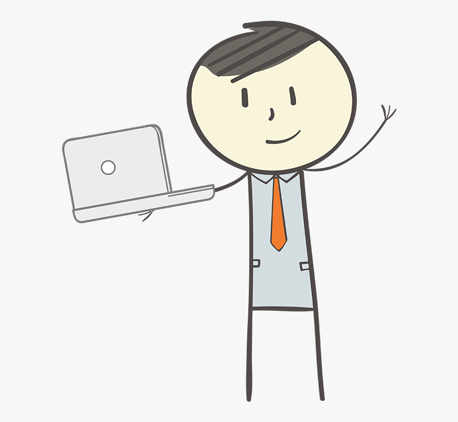 Cartoon Character Holding A Laptop - Management, Transparent Clipart