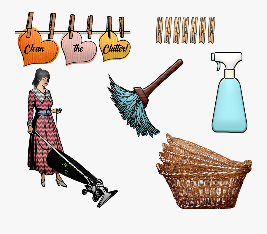 House Cleaning, Vacuum, Baskets, Dusting, Transparent Clipart
