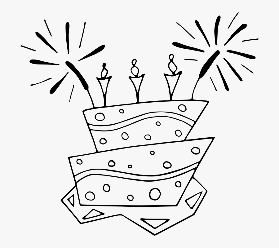 Transparent Birthday Party Clipart Black And White - Birthday Cake Clip Art, Transparent Clipart