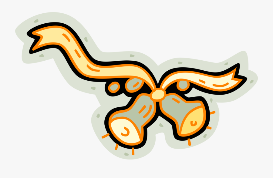 Vector Illustration Of Wedding Bells With Ribbon Banner, Transparent Clipart