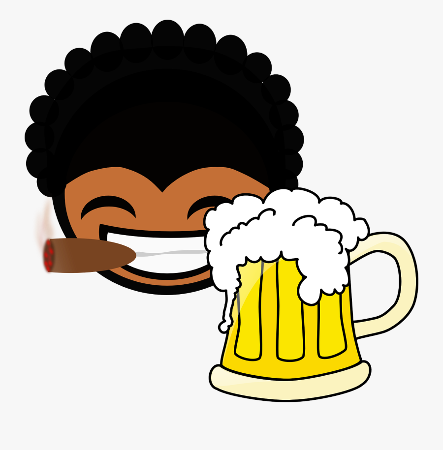 Black, Man, Beer, Cigar, Smoke, Smoking, Party, Happy - Beer Clip Art, Transparent Clipart