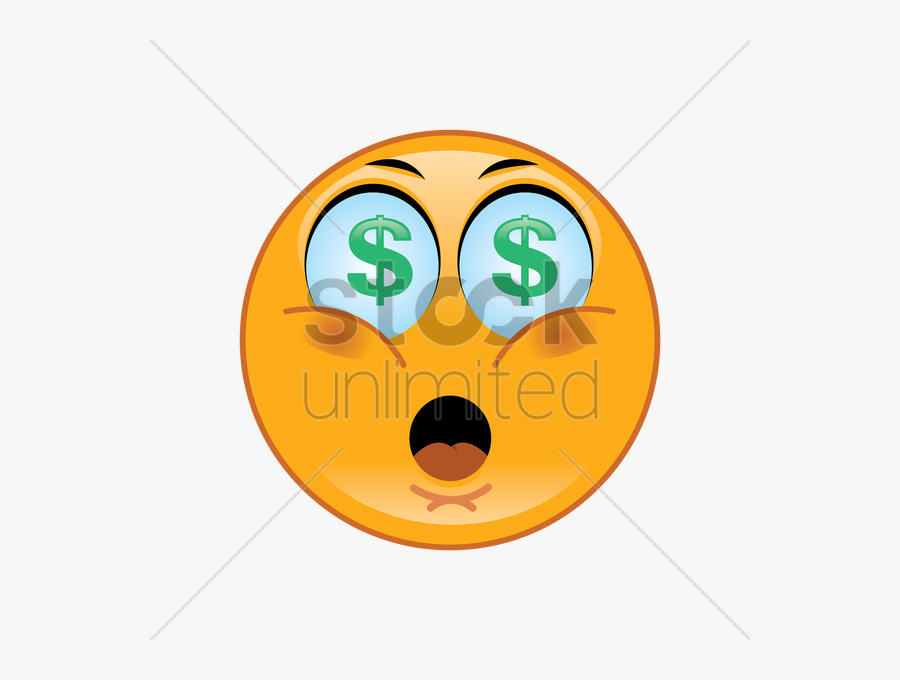 Excited Smiley With Dollar Sign Eyes Vector Image - Face With Dollar Sign Eyes, Transparent Clipart