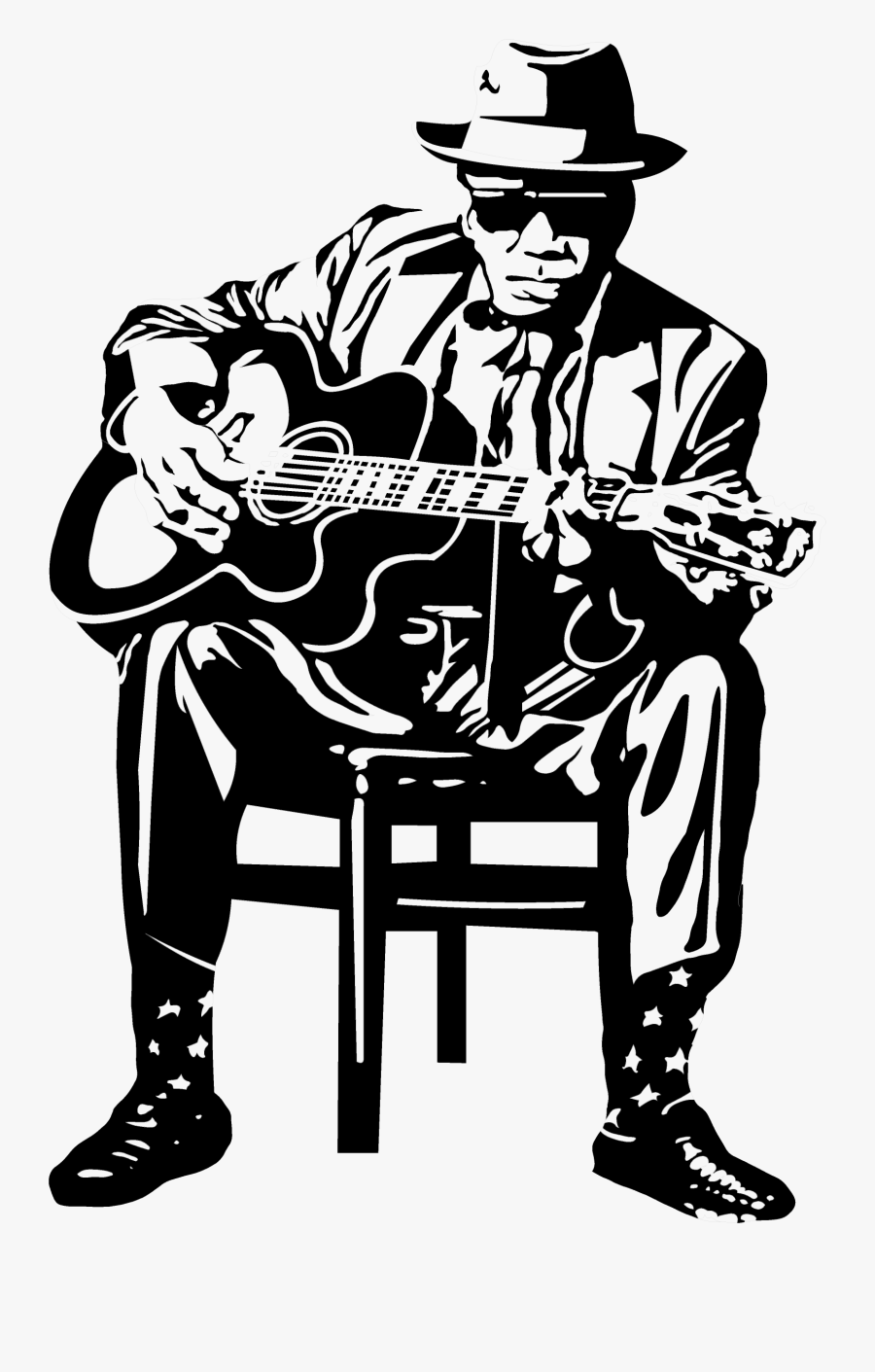 Guitar Acoustic Blues Musician Png Image High Quality - John Lee Hooker Patch, Transparent Clipart