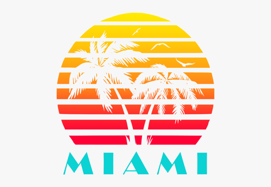80s Miami Sunset Art, Transparent Clipart