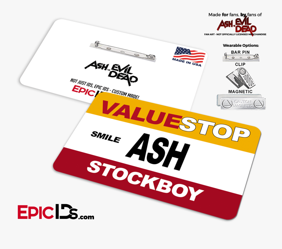 Valuestop "ash Vs Evil Dead - Ash Vs Evil Dead Name Tag, Transparent Clipart