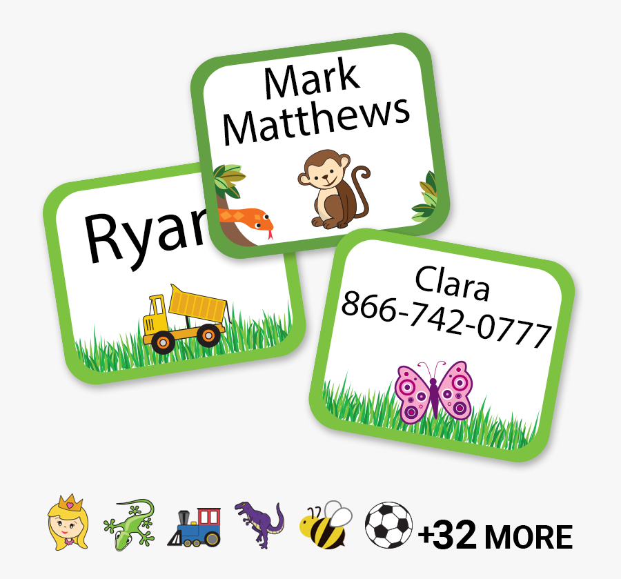 Peel And Stick Clothing Labels For Kids Uniforms - Cartoon, Transparent Clipart