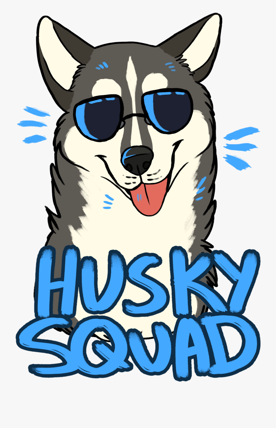 Clip Art Husky With Glasses - Husky Squad Sticker, Transparent Clipart