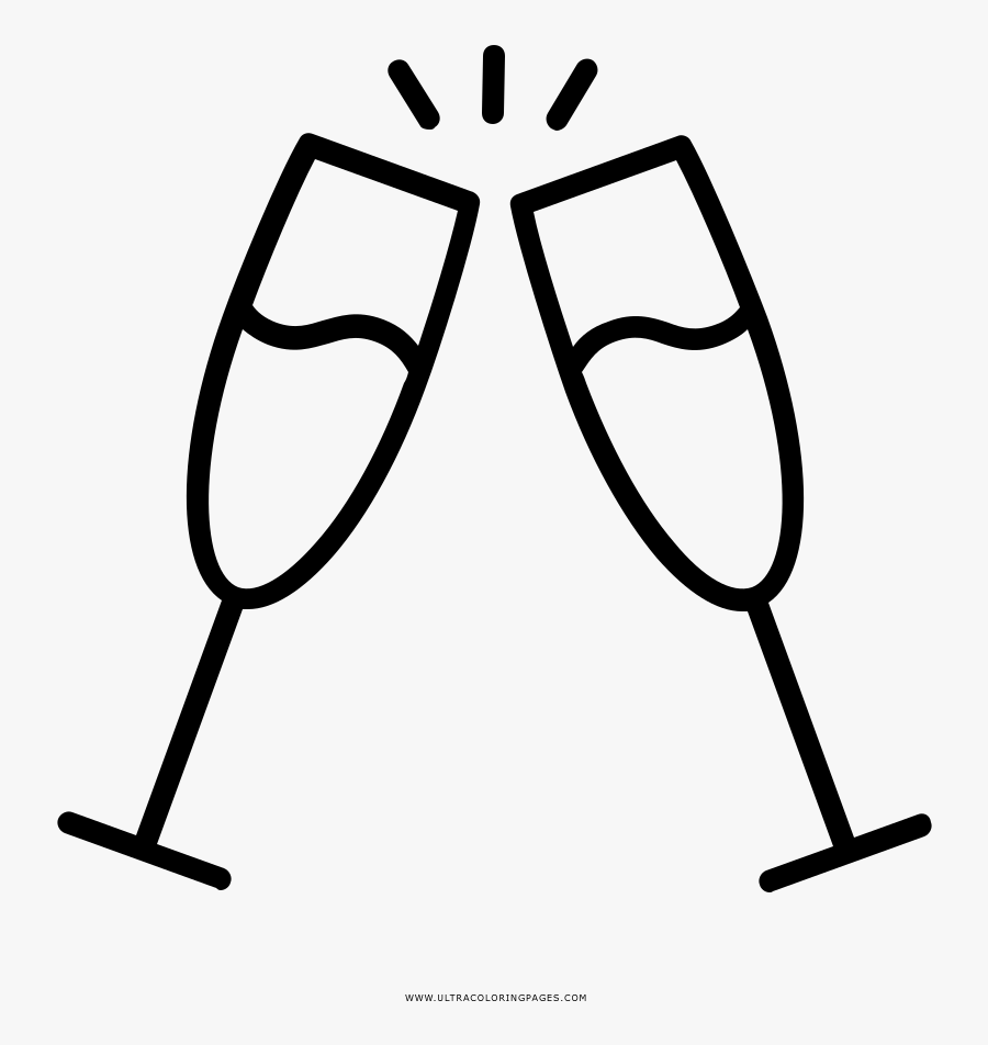 Cheers Coloring Page - Champagne New Year Icon, Transparent Clipart