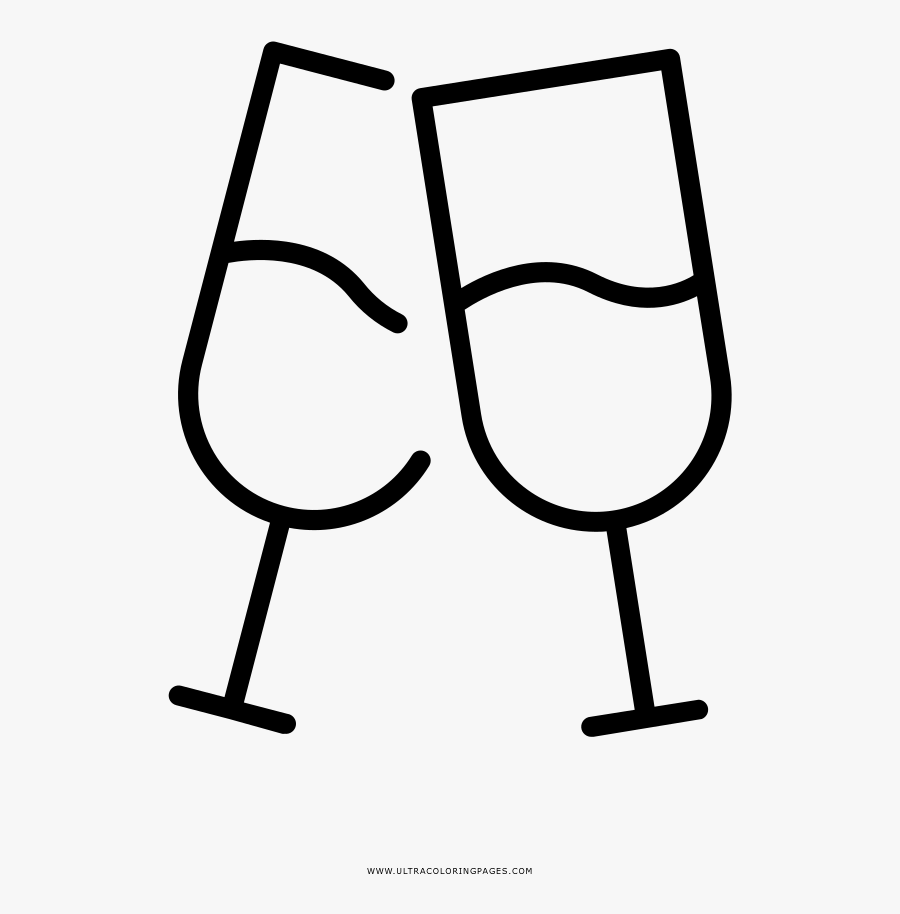 Cheers Coloring Page - Gold Champagne Glasses Clipart, Transparent Clipart