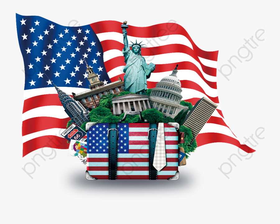 Building American Flag Logo Bags - Transparent Background American Flag Clipart, Transparent Clipart