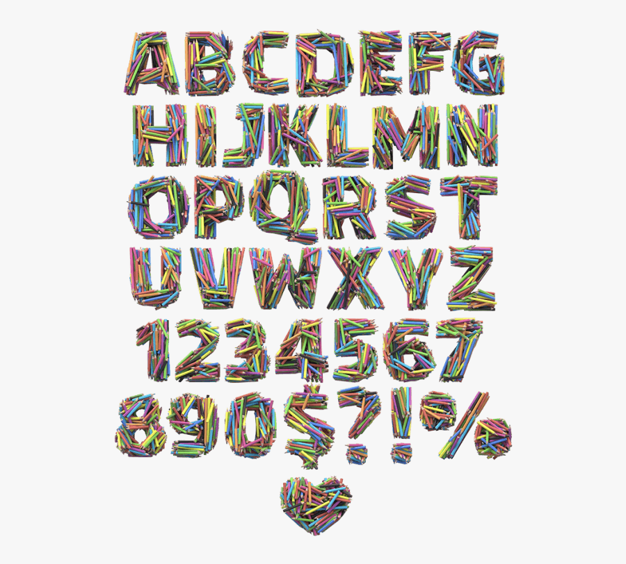 Colored Pencil Font, Transparent Clipart