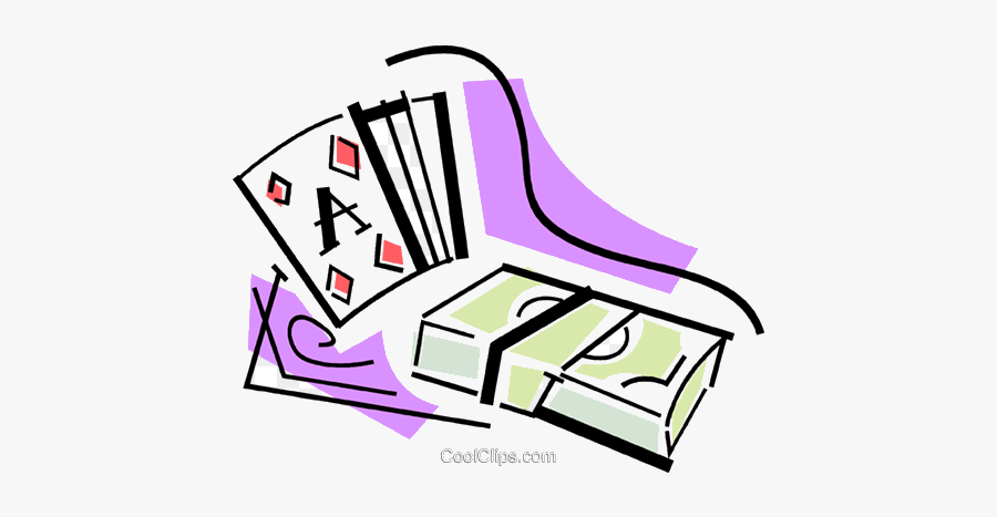 Playing Cards And Stack Of Money Royalty Free Vector, Transparent Clipart
