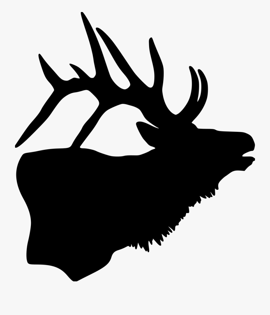 Elk-head File Size - Bull Elk Head Silhouette, Transparent Clipart