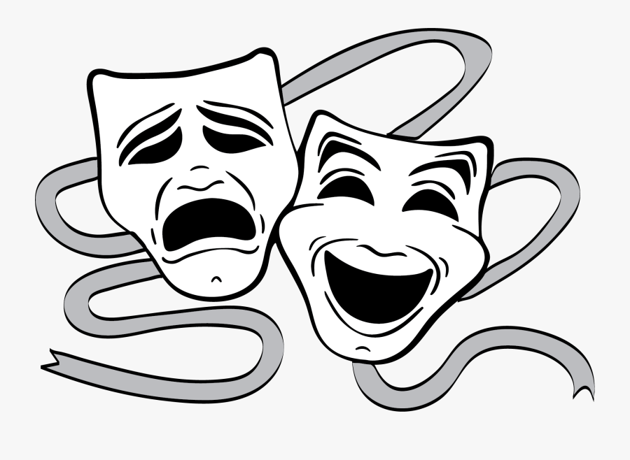 Abby Wolf - Theatre Masks Black And White, Transparent Clipart