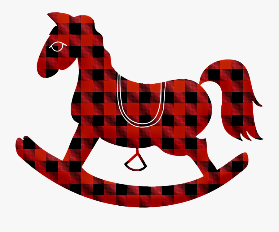 Buffalo Plaid Rocking Horse, Christmas Horse - Buffalo Plaid Animal, Transparent Clipart