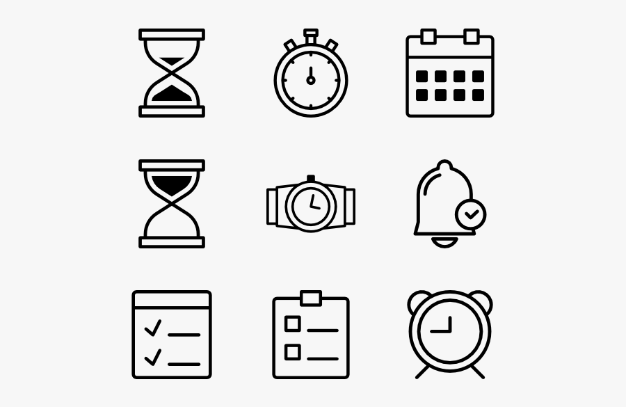 Time And Date Icon Set - Free Vector Icons Modern, Transparent Clipart
