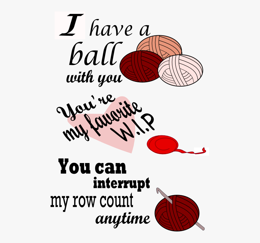 Crochet Themed Valentines Card, Transparent Clipart