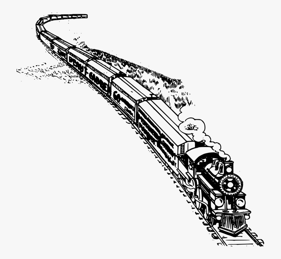Line Art,hardware Accessory,monochrome - Long Train Clipart Black And White, Transparent Clipart