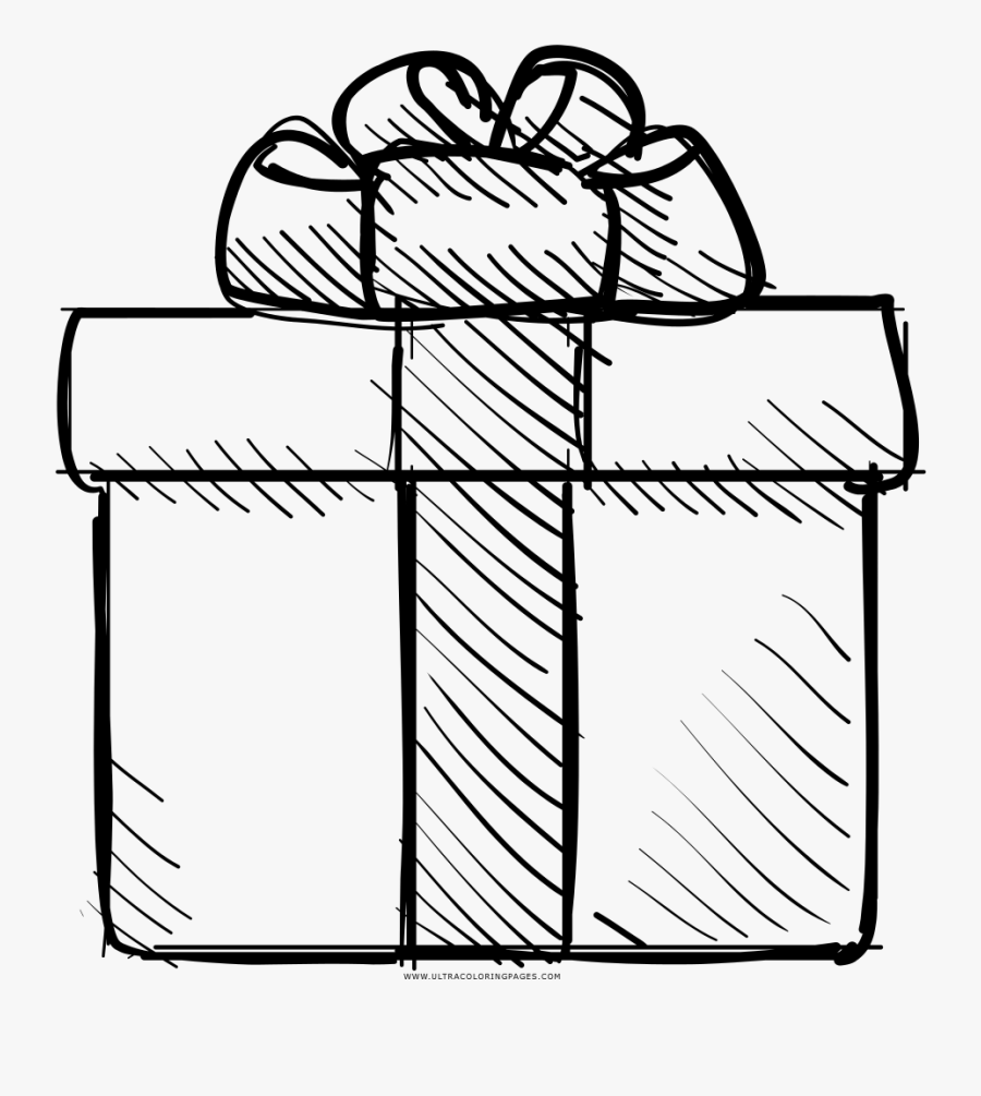 Gift Box Coloring Page - Desenho De Uma Caixa De Presente, Transparent Clipart