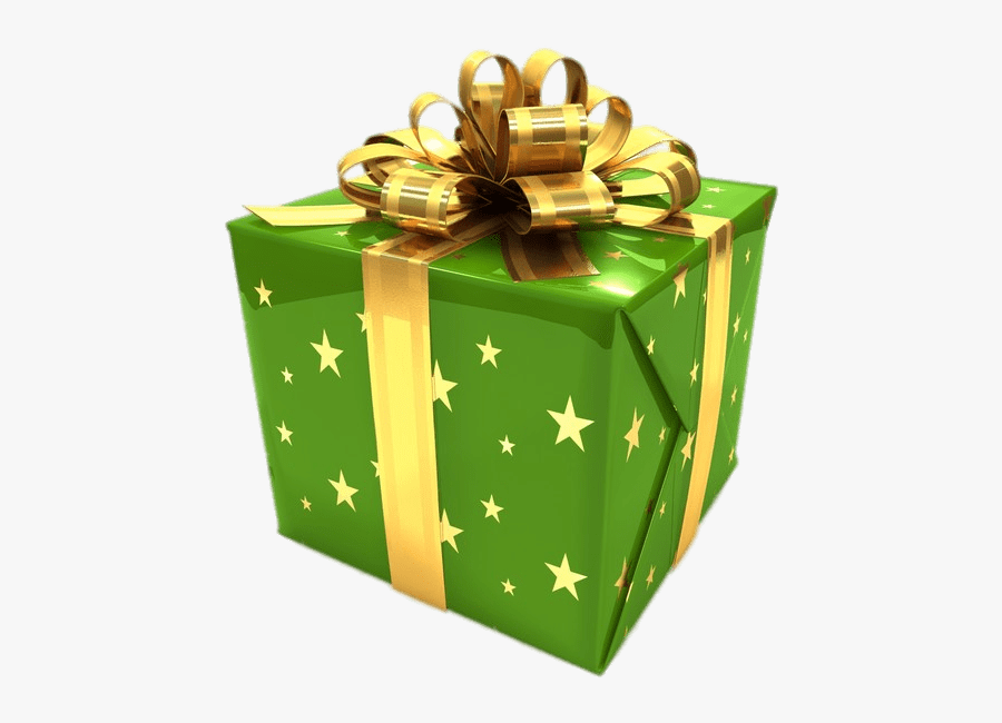Green Gift Box With Golden Ribbon Clip Arts - Green Gift Box Png, Transparent Clipart