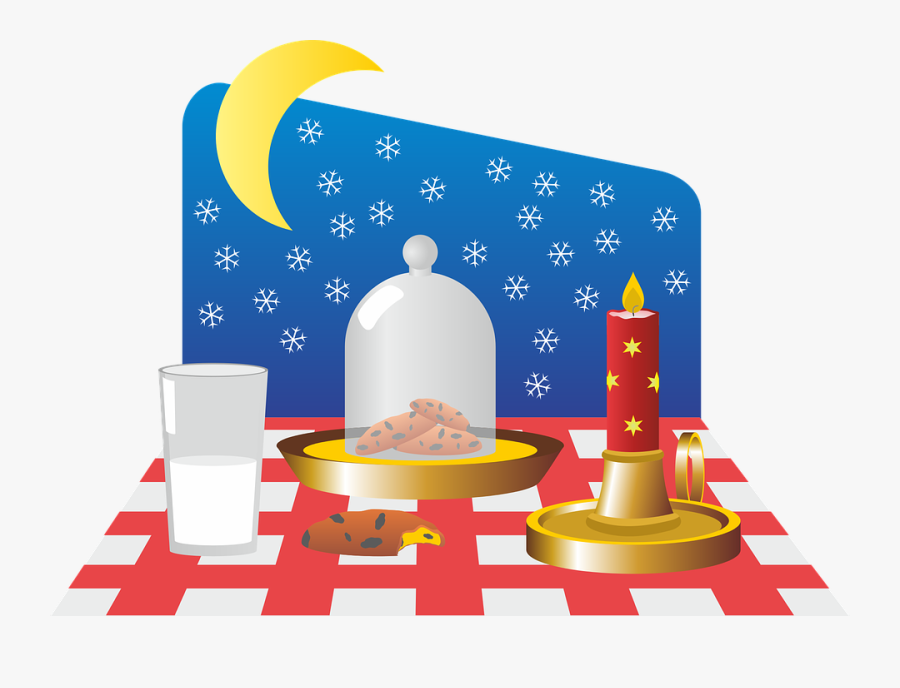 Christmas, Christmas Time, Advent, Table, Milk, Cookies - Illustration, Transparent Clipart