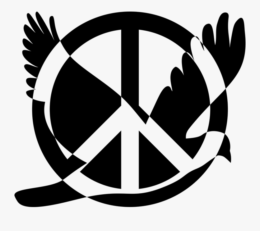 Columbidae Silhouette Dove Clip Art - Peace Sign With Bird, Transparent Clipart