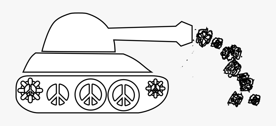 Peace Tank Black White Line Art Flower Christmas Xmas - Black And White Tank, Transparent Clipart