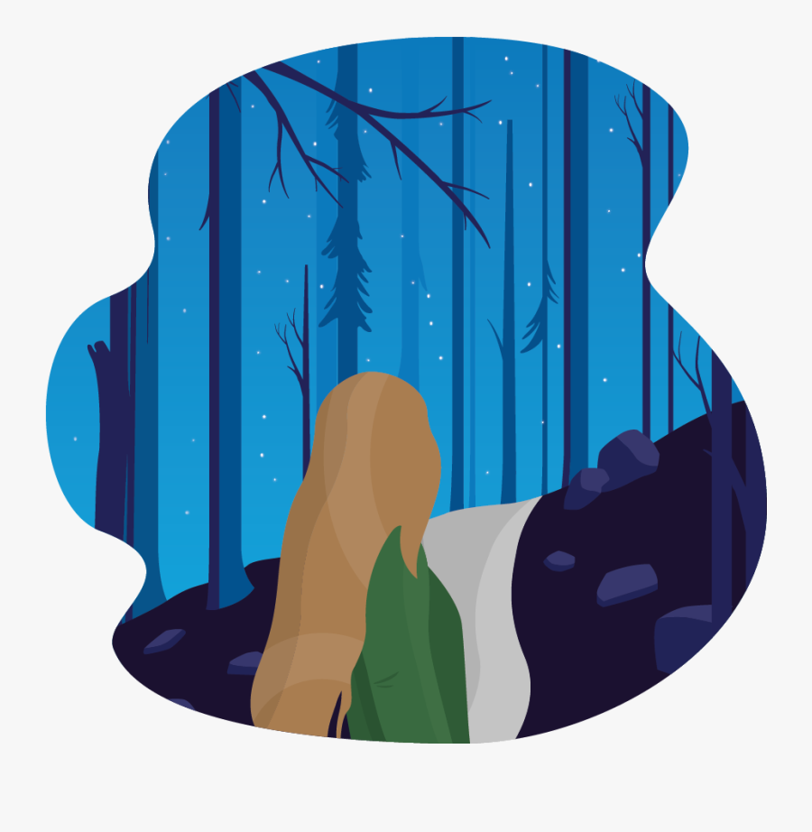 Girl In Woods Illustration - Illustration, Transparent Clipart