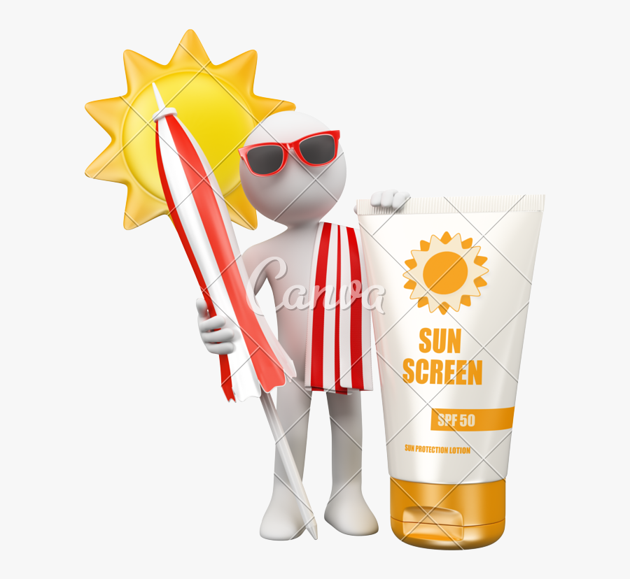 Sunscreen Clipart Moisturizer - 3d White People Summer, Transparent Clipart