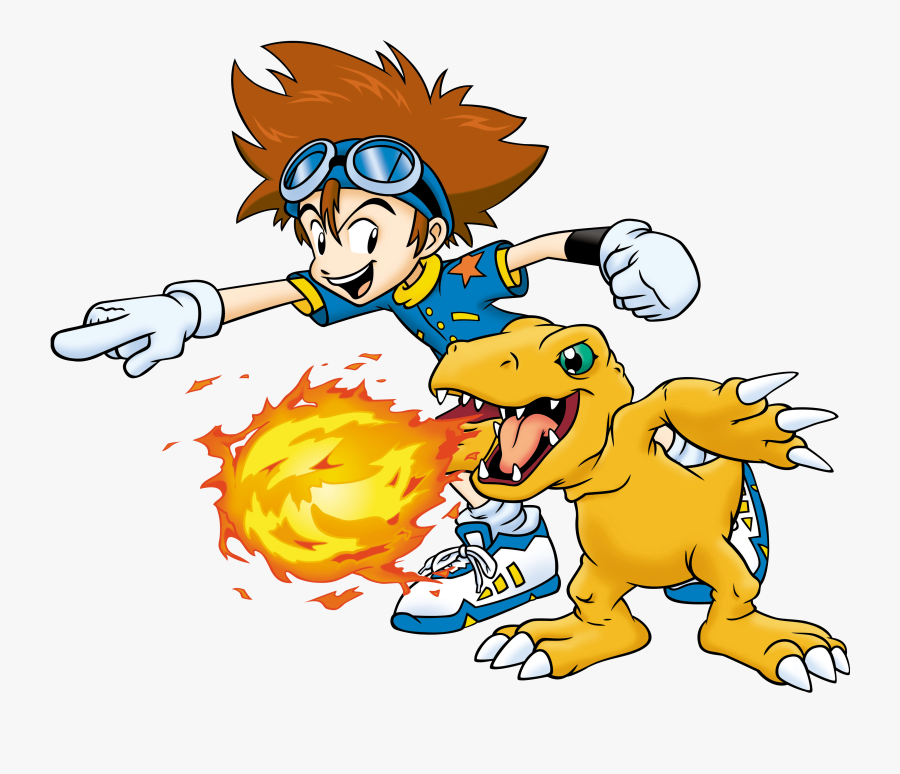 Cartoon,clip Character,art,pleased - Agumon And Tai, Transparent Clipart