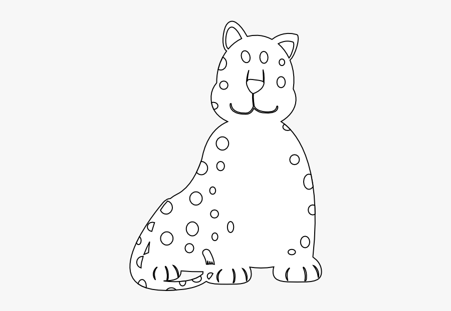 Colorful Animal Leopard Black White Line Art 555px - Illustration, Transparent Clipart