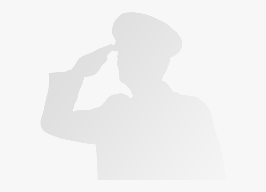 Grey Soldier Saluting - Soldier Saluting Silhouette In White, Transparent Clipart