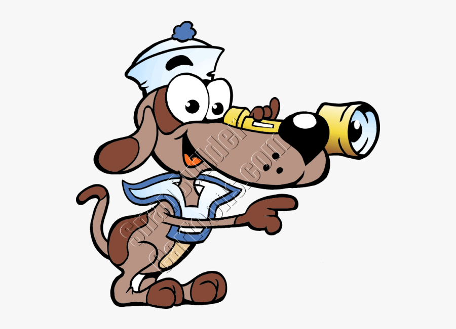 Dog Sailor Looking Through Telescope - Dog With Telescope, Transparent Clipart