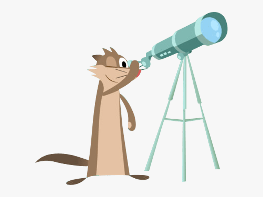 Luna"s Pet Ferret Clyde Looking Through Telescope - Show Da Luna Telescopio, Transparent Clipart