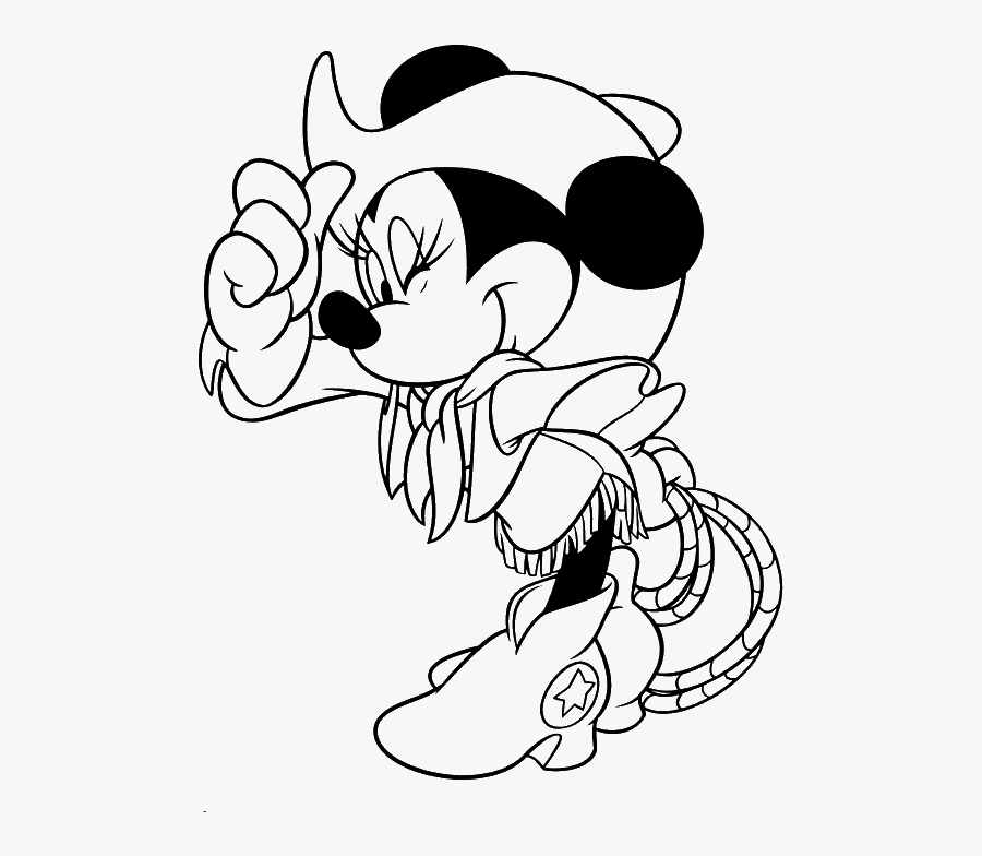 Minnie As A Cowgirl Coloring Page - Disney Cowboy Coloring Pages, Transparent Clipart