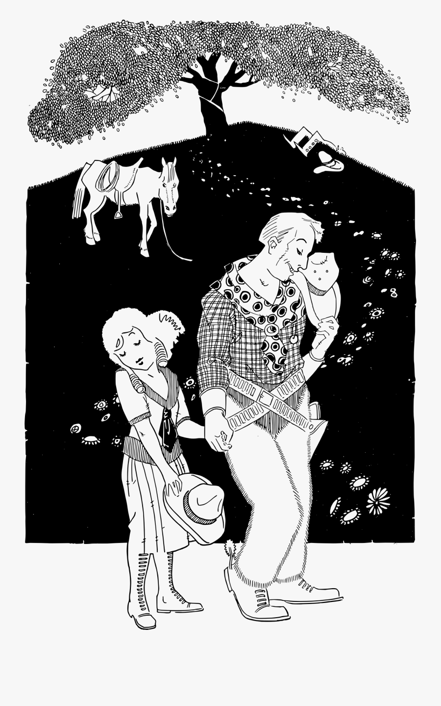 Cowboy And Cowgirl Couple Clip Arts - Illustration, Transparent Clipart