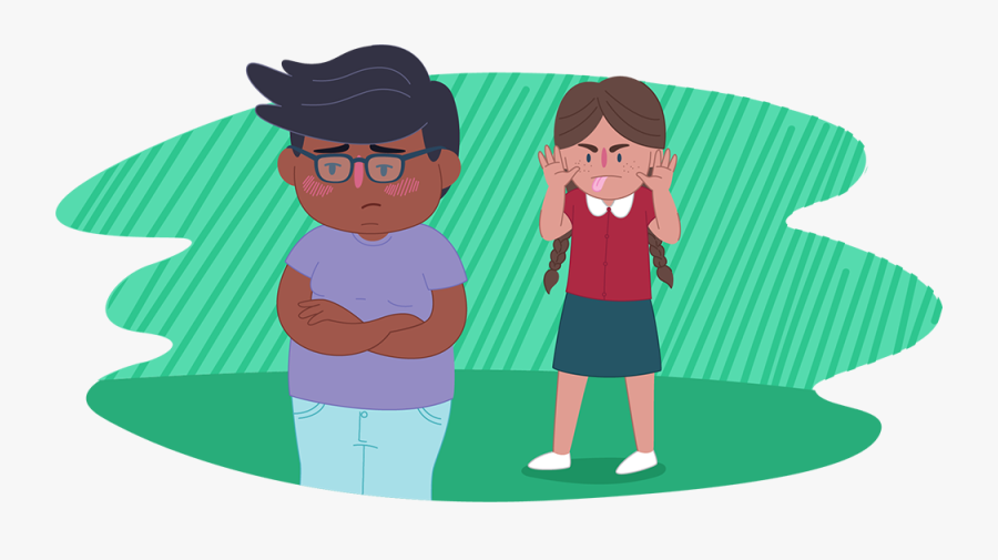 Young Girl Makes A Rude Face At A Young Boy Who Is - Cartoon, Transparent Clipart