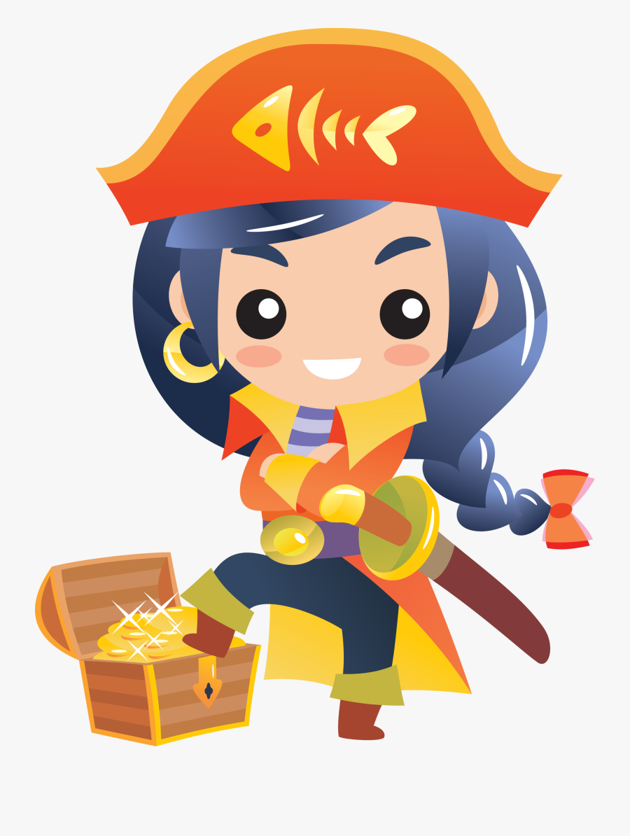 Kpcw Online Auction - Chibi Cartoon Pirate Female, Transparent Clipart