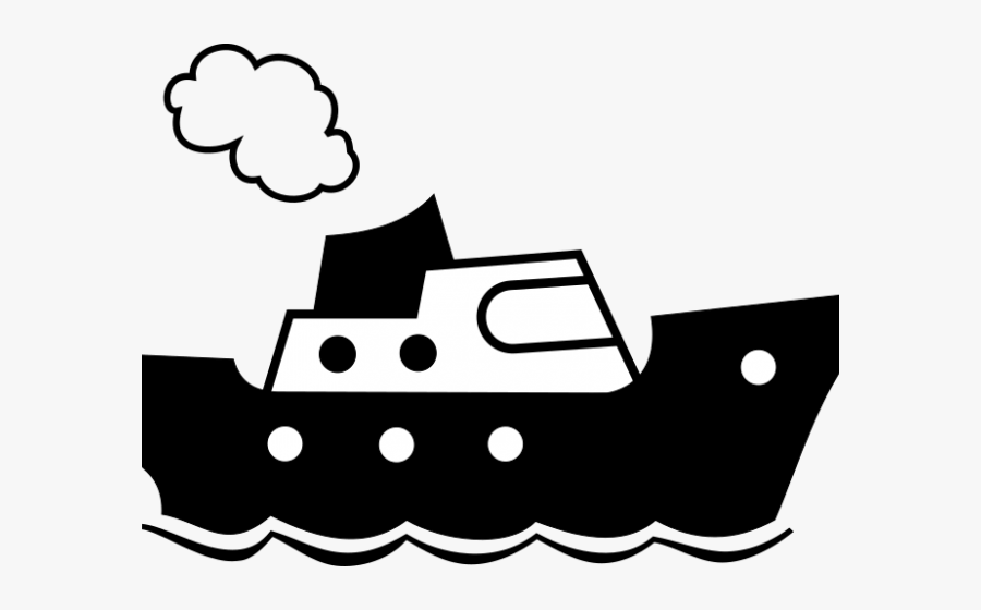 Simple Clipart Boat - Ship Cartoon Black And White Png, Transparent Clipart
